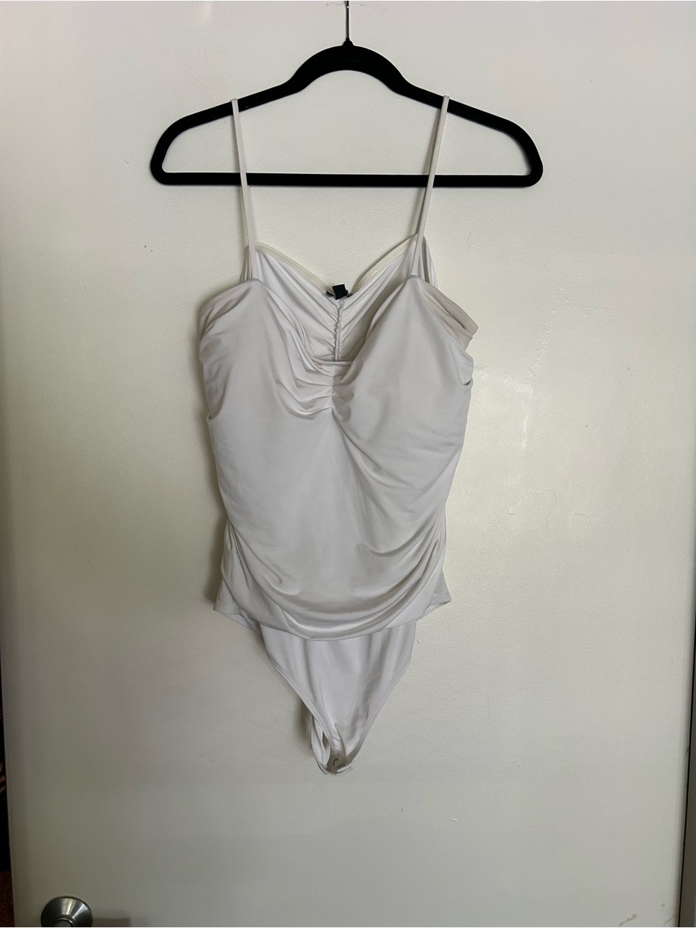 Express White Ruched Cami Bodysuit